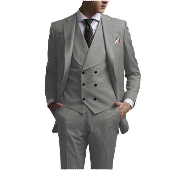 Ternos Masculinos Blazers 2024 Cinza para Homens Slim Fit 3 Peças Casamento Noivo Personalizado Jaqueta de Peito Único Colete Calças Conjunto de Negócios Smoking Formal 230726