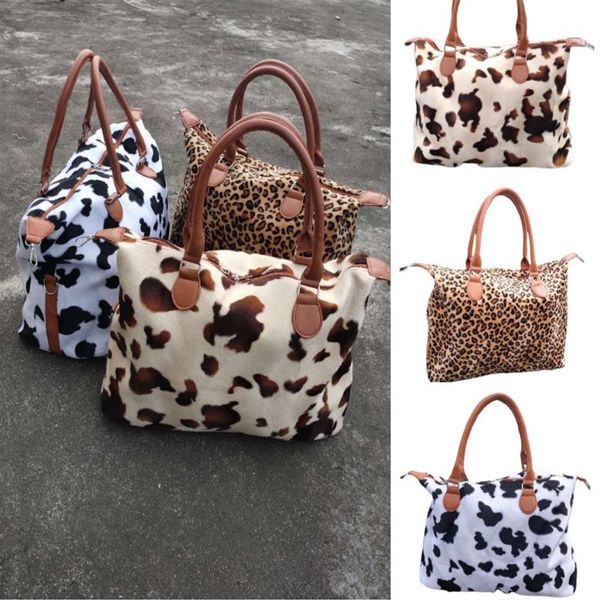 Leopar Baskı Moda Tasarımcıları Duffel Çantalar Kadın Seyahat Çantaları Fırçalı Çantalar Büyük Kapasiteli Houdall Bagajda Taşınıyor Gece W209U