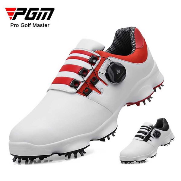 Andere Golfprodukte PGM Golfschuhe Herren Bequeme Knopfschnalle Golf Herrenschuhe Wasserdichte Turnschuhe aus echtem Leder Spikes Nagel rutschfest XZ094 HKD230727