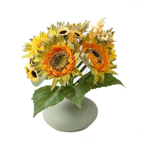 Dekorative Blumen, künstlicher Sonnenblumenstrauß, Hochzeit, Seidenblume, Zuhause, Schlafzimmer, Dekoration, Raumästhetik