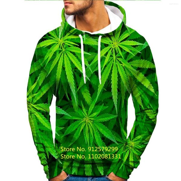 Erkek Hoodies Harajuku Moda Hip Hop Yeşil Yapraklar Komik 3d Baskılı Hoodie Sıradan Sweatshirt Erkek Kadın Hooded Sakiller