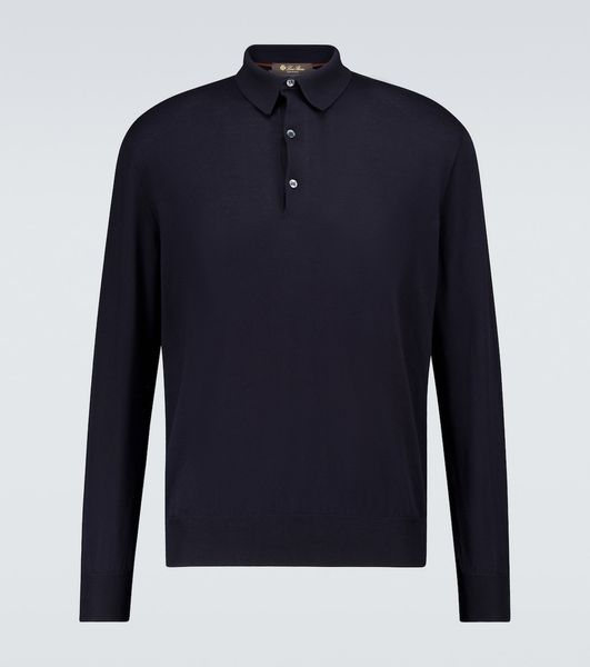 Polo Masculino Designer Camisa Polo Loro Piana Algodão Camisola Polo Manga Comprida Parcialmente Abotoada na Frente Moda Outono e Inverno Tops