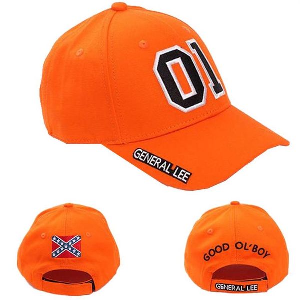 Другая вечеринка мероприятия поставляет генерал Ли 01 Косплей Шляпа Вышивка Unisex Cotton Orange Good Ol 'Boy Dukes Регулируемый бейсбол260E