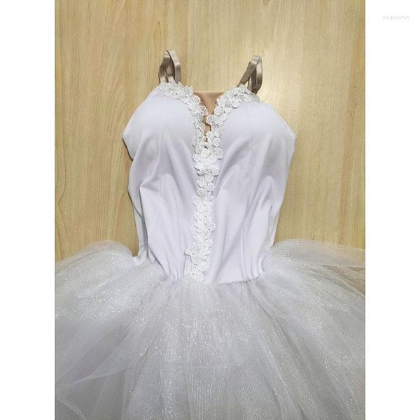 Bühnenkleidung für Damen oder Mädchen, weißes romantisches Ballerine-Ballettkleid, Schwanensee-Fee-Ballettkostüme