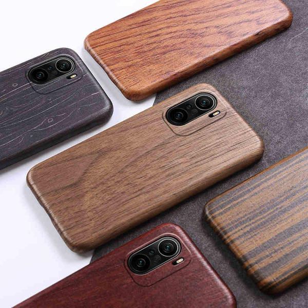 Boormochine per Xiaomi Poco F3 Redmi K40/ K40 Pro Walnut Wood Wood Rosewood Real Wood Hard Back Case Cover