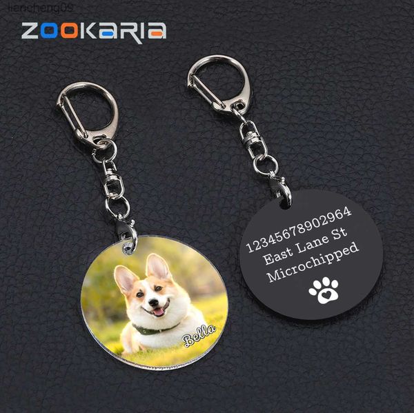 Portachiavi in acrilico personalizzato Cat Dog ID Charm Stampa Pet Photo Pet Souvenir Regalo di compleanno Nome Portachiavi Personalizzato Dog Cat ID Tag L230620