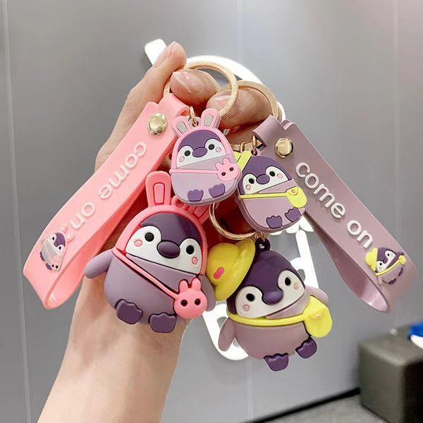 Blogueiro de moda designer de jóias Pinguim dos desenhos animados Chaveiro Personalidade Brinquedo Silicone Chave do carro Pingente Chaveiro do telefone móvel Lanyards Chaveiros atacado YS94