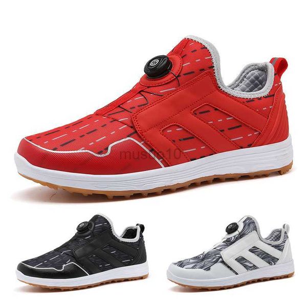 Andere Golfprodukte Herren Leder Golfschuhe Rutschfeste Spikeless Golf Sneakers Golf Training Sneakers Spin Buckle Damen Golf Sportschuhe Große Größe HKD230727