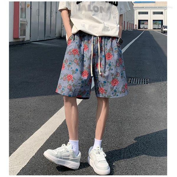 Erkek pantolon tasarım algısı çiçek şortları yaz modaya uygun kişisel eğlence beşinci ince gevşek plaj sokak kıyafeti