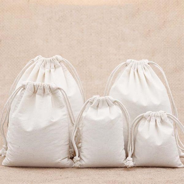 7x9 9x12 10x15 13x18 15x20cm borsa con coulisse in cotone Piccolo braccialetto di mussola Regali Borse per imballaggio gioielli Borsa regalo con coulisse carina P246z