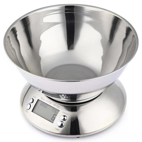 Bilancia da cucina in acciaio inossidabile da 5 kg 1 g Bilancia da cucina elettronica digitale LCD con sensore di temperatura timer allarme ciotola Y2324O