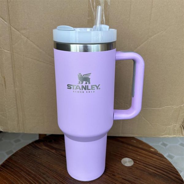 С логотипом Stanley 40oz Mug Tumbler с ручкой изолированной тумблеры крышки из нержавеющей стали Coffee Termos Cup J; LK 40 унций Second GE196O