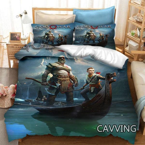 Set di biancheria da letto GOD OF WAR Set stampato in 3D Copripiumini Federe Copripiumino Consolatore (dimensioni USA/UE/AU) Tessili per la casa H01