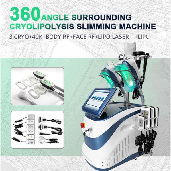 360 угол, окружающий 3D Cryolipolisise Machine Cryo Lipo Lipo Lazer 40K Cavitation Body RF Face Rf Freeze Double Snoabling Оборудование для удаления подбородка оборудование