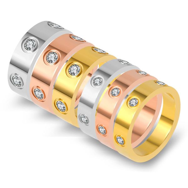 Trendy Edelstahl Rose Gold Farbe Liebe carti Ring für Frauen Männer Paar CZ Kristall Ringe Luxus Marke Schmuck Hochzeit geschenk KK050
