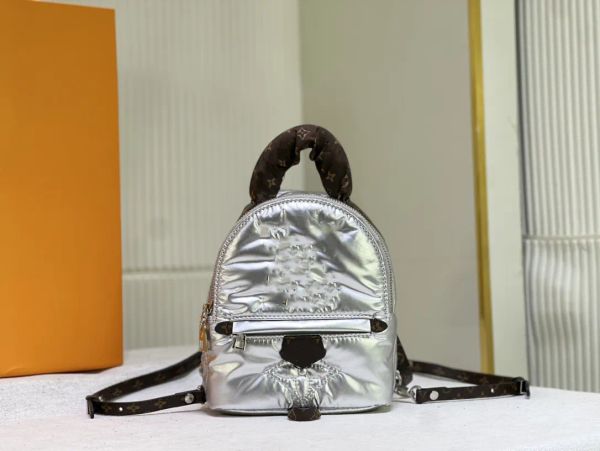 Saco de desenhista de luxo estilo de inverno para baixo pena mini mochila material de algodão clássico carta flor impressão couro genuíno mochila mensageiro bolsa de ombro