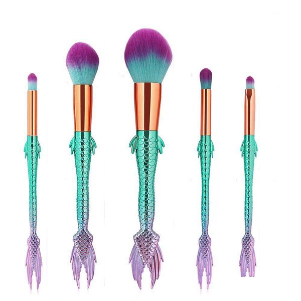 Другое здоровье красоты 5pcs/Set Rainbow Rostbow Romaud Make Brushes, установленные для косметических румян для глаз для век, смешивая рыбу, макияж B Dh5se