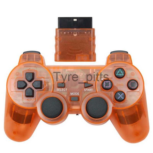Controladores de jogo Joysticks Controlador sem fio para PS2 Controle transparente de vibração USB Orange Clear Converter PC Wireles Receptor Bloutooth 2.4G x0727