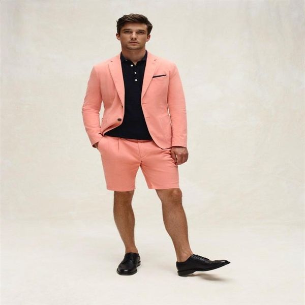 Fashion 2020 Summer Beach Coral Wedding Tuxedos Mens Suits Костюма с надписью две кнопки Business Prom Parte Blazer Jacket Jack187a