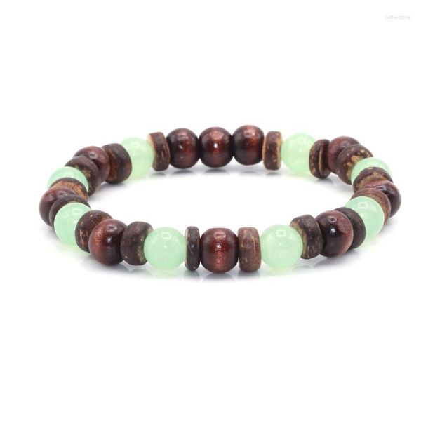 Braccialetti con ciondoli 8 mm in legno misto conchiglie di cocco e perline in pietra naturale braccialetto moda gioielli fatti a mano yoga per uomo donna accessori