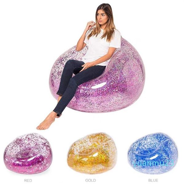 Moda-nuova paillettes gonfiabili divano sedia pvc aria paillette materasso gonfiabile piscina d'acqua galleggia sedia a sdraio lounge bambini adulti to2629