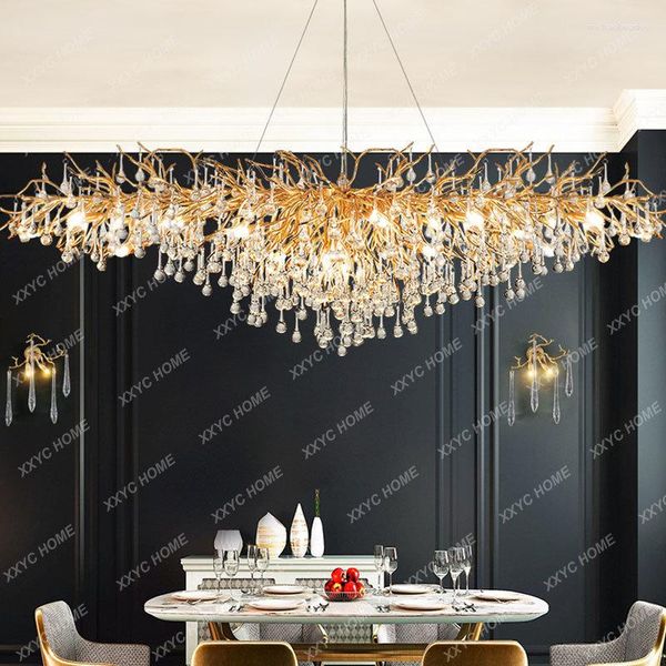 Lustres modernos cristal dourado para sala de jantar ramos de luxo lustre decoração viva quarto luz lustre
