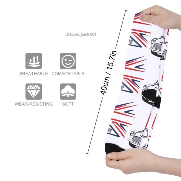 Herrensocken Classic Mini Cooper Austin und Flagge des Vereinigten Königreichs Socken Herren Hockey Z230727