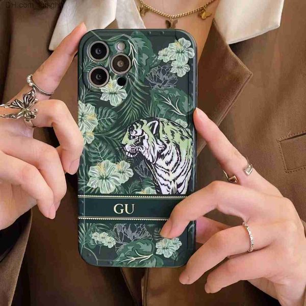 Handyhüllen Tiger Forest Luxus-Designer-Handyhüllen für iPhone 12 13 14 Pro Max 7 8 Plus, klassischer Buchstabe, Top-Marke, stoßfest, Z230731