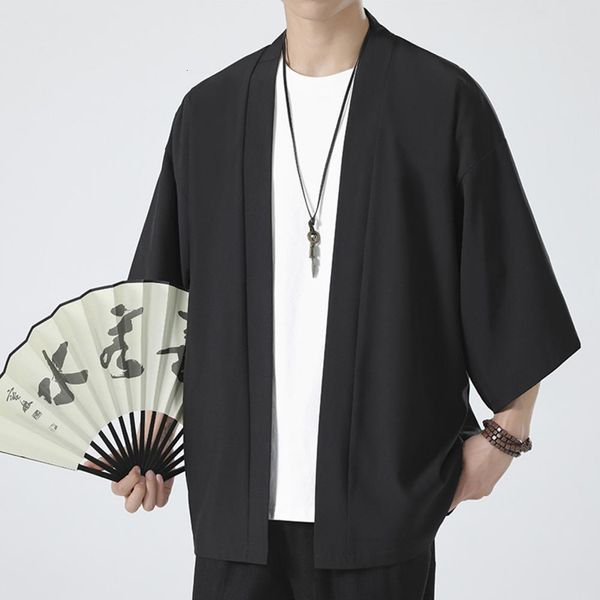 Мужские куртки кимоно японский костюм мужчины костюма Harajuku в стиле топы Япония Кардиган традиционная куртка китайская рубашка с рубашкой 230726