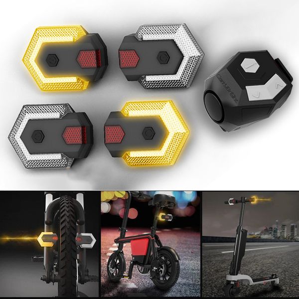 Luzes de bicicleta LED controle remoto sem fio de bicicleta sinal de mudança de direção chifre luz traseira lâmpada de aviso à prova d'água para acessórios de ciclismo ao ar livre 230726