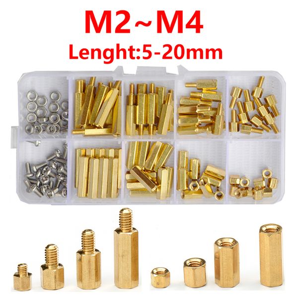 Peças de ferramentas M2 M2.5 M3 M4 Hex Brass Standoff Macho Fêmea Rosca Pilar Parafuso Espaçador Parafuso Porca Montagem Placa-mãe Kit Sortimento Parafuso 230727