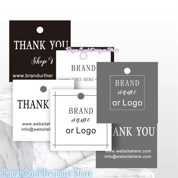 Benutzerdefinierte Hang-Tag-Dankeschön-Tag-Produkt-Dankeschön-Kleidung-Logo-Etiketten, schwarze Serie, Grußkarten217M