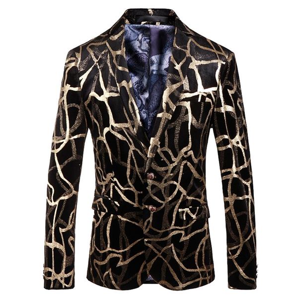 Marca masculina floral blazer festa de casamento colorido xadrez dourado preto lantejoulas design dj cantor terno jaqueta moda roupa209z