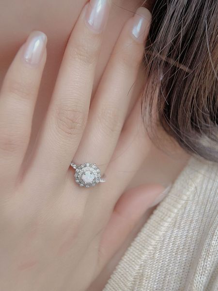 S925 Sterling Silver Hot Korean Edition Natural Australian Treasure Ring Women's Design Sense Small Group Finger Ring Jewelry