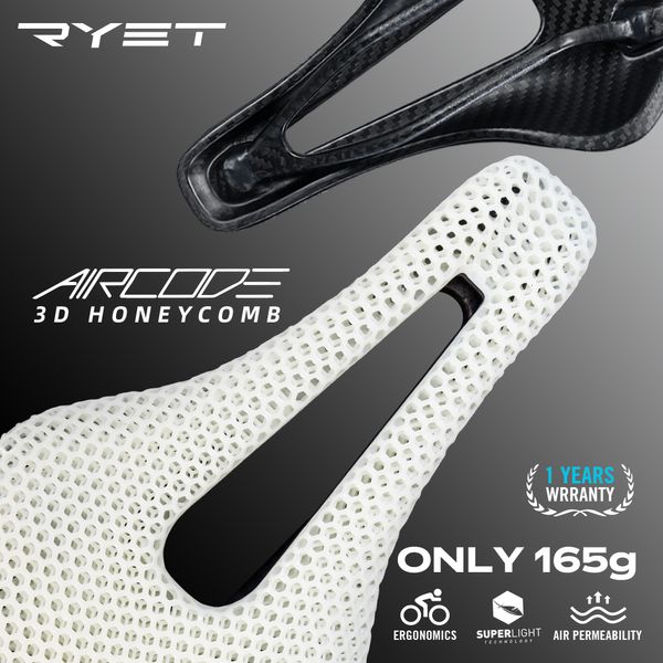 Sillines de bicicleta RYET 3D Impreso Sillín de bicicleta para Mountain Road Bike Ciclismo Asiento Hueco Fibra de carbono Ultraligero Cómodo Transpirable MTB 230727