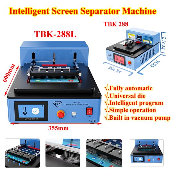 TBK288L/288 Automatische intelligente Steuerung LCD-Bildschirm-Trennmaschine für universelle IPAD-Handy-Reparatur, Renovierung, 9,7/13 Zoll
