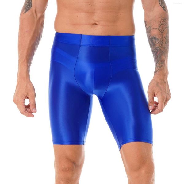 Herren-Shorts, glänzend, glänzend, für den Strand, Badehose, Sport, Fitness, Fitnessstudio, Boden, elastische Taille, kurze Leggings, Badeanzug, Badebekleidung