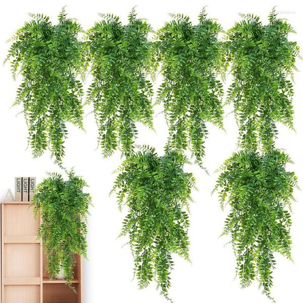 Flores decorativas falsas trepadeiras guirlanda hera artificial guirlanda de folhas penduradas folhagem falsa banheiro jardim cozinha decoração de sala de estar