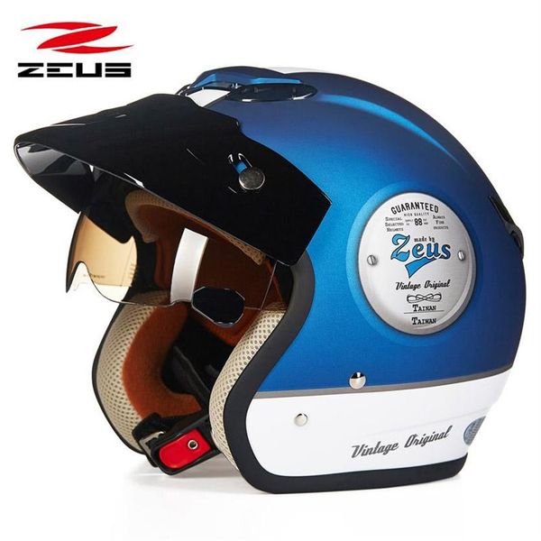 Zeus 381C Retro Half -Face Motorcycle Helme Scooter Capacete Open Vintage Face 3 4 Электрический локомотив -мотоцикл.