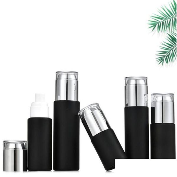 Bottiglie di imballaggio Vasi per bottiglie di vetro nero smerigliato Contenitore per crema cosmetica per il viso Contenitore per lozione per la cura della pelle ricaricabile Spray 20 ml 30 ml 40 ml 50 ml 60 Dh894