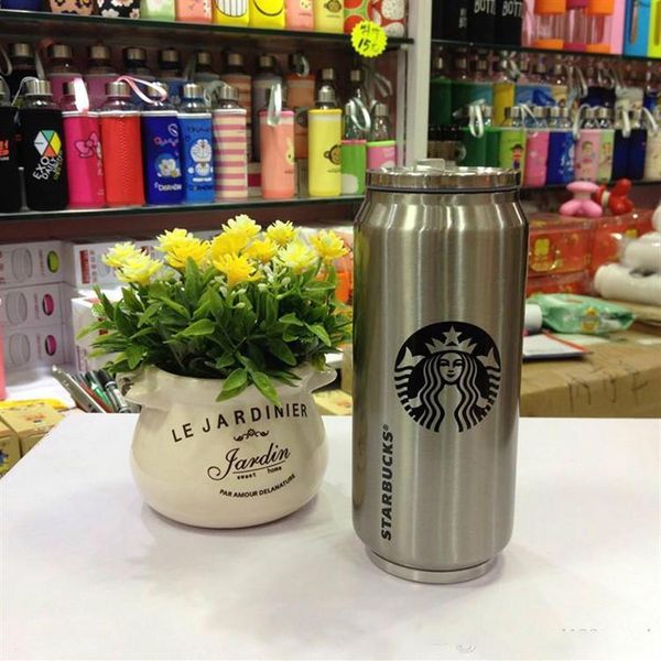 Popüler çift duvar yalıtılmış 14 5 oz paslanmaz çelik Starbuck Termo Şişe Flip Up Saman Kahve Kupa Seyahat 222n