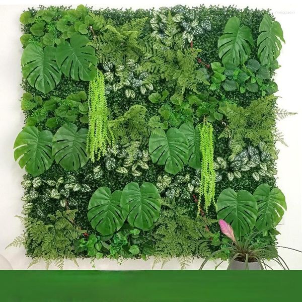 Flores decorativas 2023 40x60cm verde plantas artificiais painel de parede plástico gramados ao ar livre tapete decoração casamento pano de fundo festa jardim grama