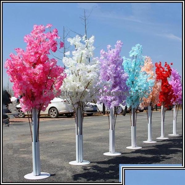 Ghirlande di fiori decorativi Forniture per feste festive Giardino domestico Decorazione di nozze 5Ft Alto Slik Albero di fiori di ciliegio artificiale Roma Dhkla