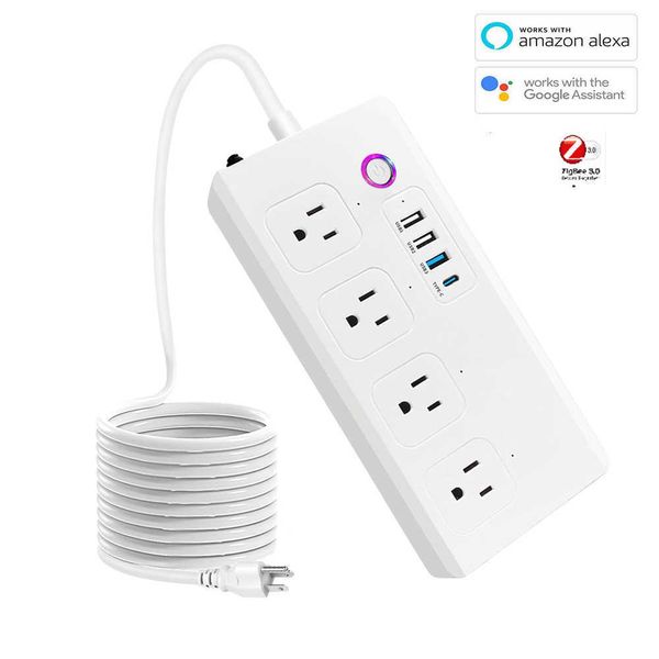 Smart Power Plugs Zigbee Power Strip Energy Monitoraggio di controllo individuale WiFi Smart USB Plug Plug Tuya Smart Life Home Alexa HKD230727