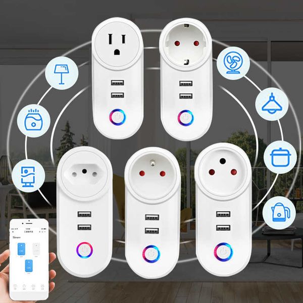 Smart Power Plugs Dual Smart Socket Plug Interfaccia USB Controllo vocale remoto Funziona con Timig/Conto alla rovescia/Spegnimento Israele/Francia/USA/Brasile/Spina UE HKD230727