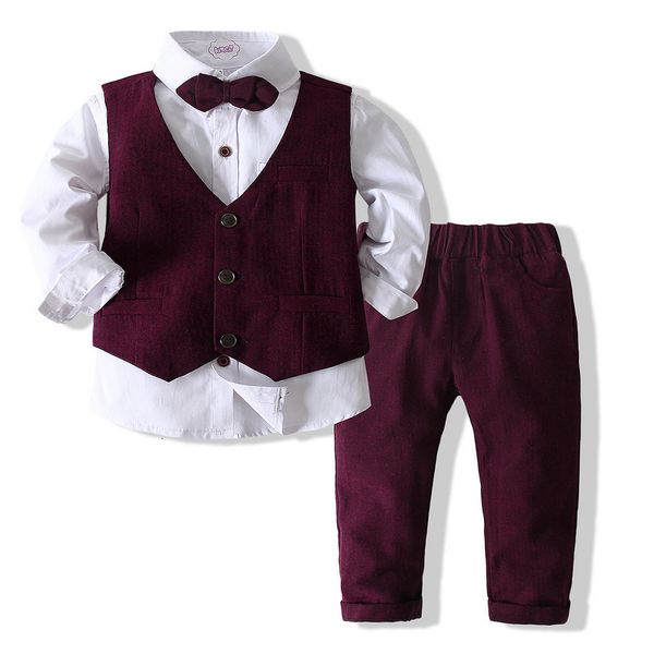 Suits Boys Clothing Sets Gentleman детская одежда Set Strubtvestpants 3pcs Формальная свадебная вечеринка на одежду 230726