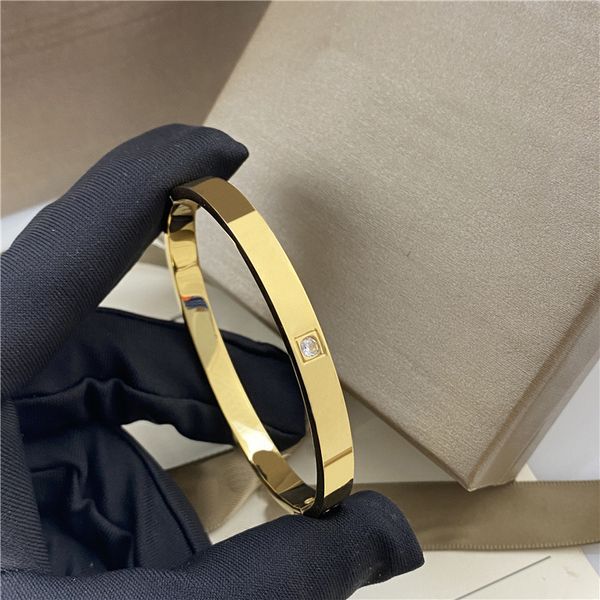 Vollendiomnd Designerin Bangle Gold Juwely Weißgänder Südamerika Edelstahl Gold Bangel Hochzeit Geschenkmanschette Armband Designer Schmuck Schmuck