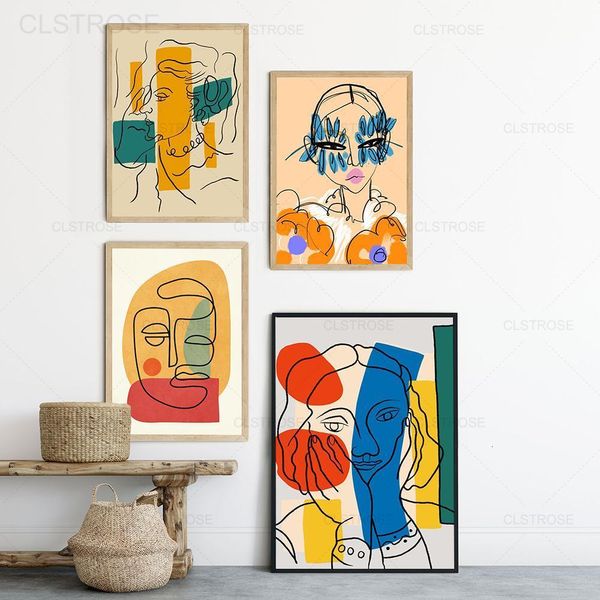 Outros artigos para festas de eventos Matisse Minimalist Line Wall Art Posters and Prints Abstract Woman Face Canvas Painting Nordic Modular Picture for Bedroom Decor 230727