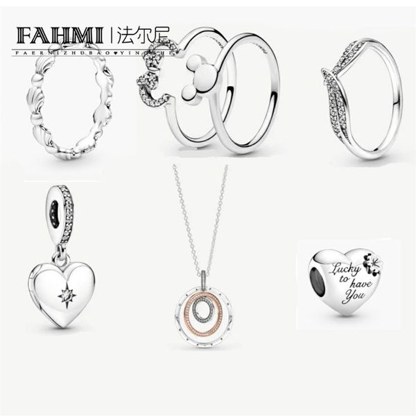 2021 100% 925 collane in argento sterling classico corona trifoglio fiori farfalla a forma di cuore fascino delle donne anello di personalità Fre262a