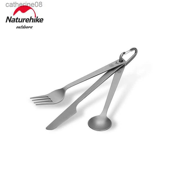 Naturehike Titan Löffel Gabel Messer Set Ultraleicht Camping Geschirr Outdoor kochen Ausrüstung Besteck Kochgeschirr Wandern Trekking L230621